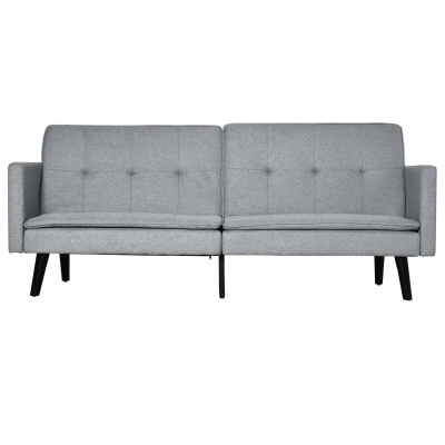 HOMCOM Canapea pat din material textil și șezut cu 3 locuri, spătar cu 3 poziții reglabile, 198x81x81cm – gri