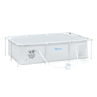 Outsunny Piscina de Gradina pentru Adulti si Copii, Filtru din otel/PVC, 291x190x75cm, Gri