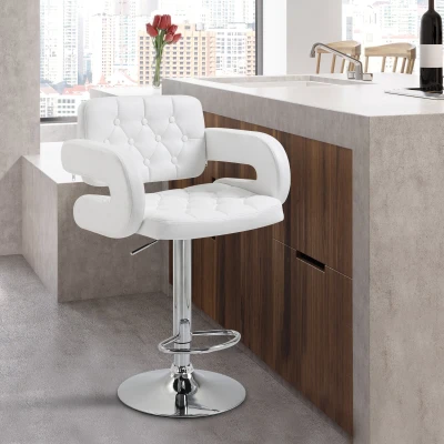 Scaun inalt de bar cu Spatar 64x50x94-114cm, Alb