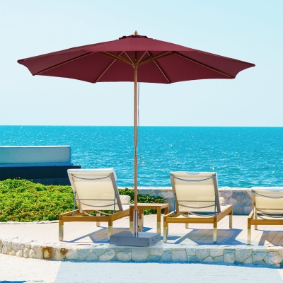 Outsunny Umbrela de soare de gradina cu acoperis dublu din bambus si poliester, rosu φ3x2,5m