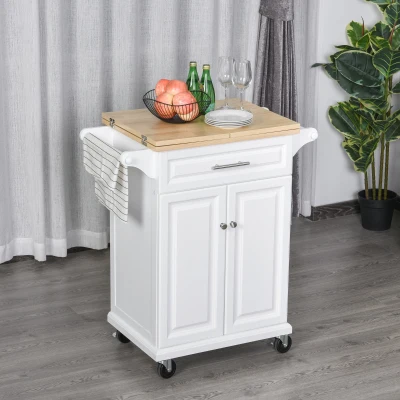 Carucior de bucatarie dulap 4 roti 360° sertar din lemn