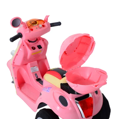 HOMCOM Motoreta Tricicleta Electrica pentru Fetite 6V cu Lumini si Muzica, Roz(m-9)