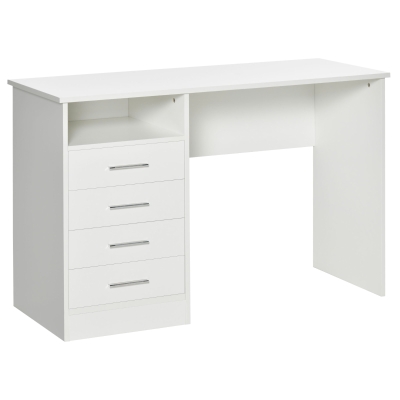 HOMCOM Birou modern pentru birou cu 4 sertare compartiment deschis din lemn alb