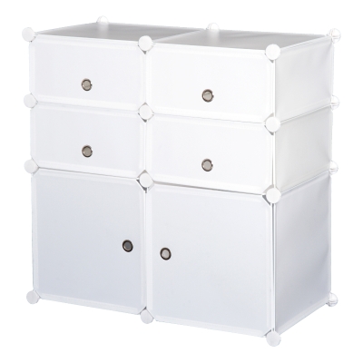 Homcom Dulap Haine Dulap Pantofi Modular din Plastic 6 Cuburi Alb, 75x37x73cm