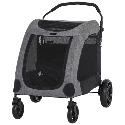 PawHut Carucior pentru Caini cu greutatea pana la 55kg Carucior din Otel Oxford Gri