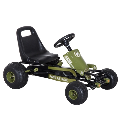 Homcom Go-Kart per Bambini a Pedali, Verde e Nero
