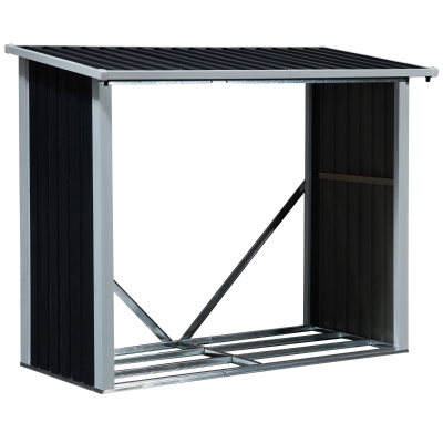 Outsunny sopron exterior, pentru lemne, 82x89x136cm, negru