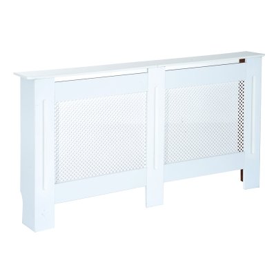 Homcom Masca calorifer din lemn cu grilaj alb, 151.5x82x19cm