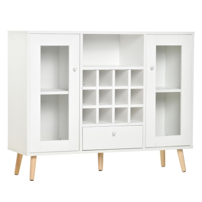HOMCOM Dulap modern de Bucatarie cu Suport pentru 12 Sticle, Sertare si Rafturi, 100x33x80cm Alb