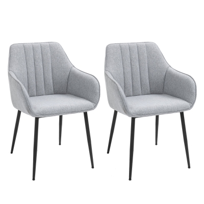 HOMCOM Set 2 Scaune capitonate moderne pentru Bucatarie sau Sufragerie Gri