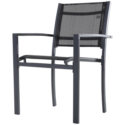 Outsunny Set 2 Scaune de Exterior din Otel si Textilen Negru