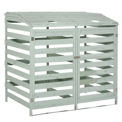 Outsunny Box de Acoperire a Cosurilor de Gunoi din Lemn cu Usi si Capac care se Deschid
