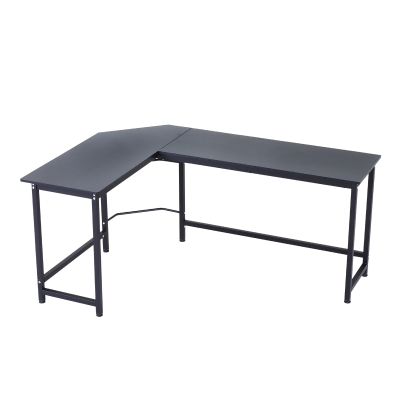 Vinsetto Birou pe Colt in Lemn Granulat si Metal Negru 168 x 120 75 cm