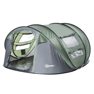 Outsunny Cort camping Pop Up 4-5 Locuri Impermeabil 2 Usi si 4 Ferestre