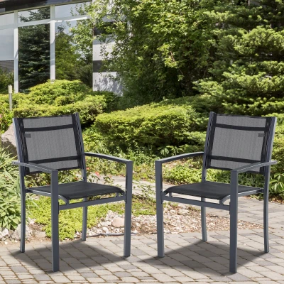 Set 2 Scaune de Exterior din Oțel, 64x58x87cm, Negru