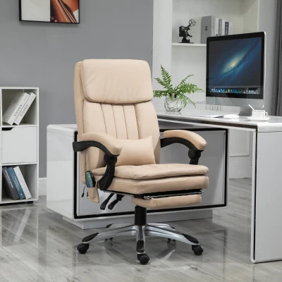 Scaun de birou cu masaj, suport picioare, 67x69x106.5-114.5cm ,Bej