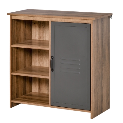 HOMCOM Mobilier multifunctional cu rafturi deschise si dulap pentru camera de zi bucatarie