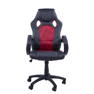 HomCom Scaun de Birou Stil Gaming, Rosu si Negru
