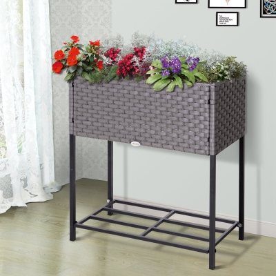 Vas de flori, cu raft, 70x30x72cm, gri