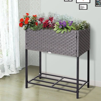 Vas de flori, cu raft, 70x30x72cm, gri