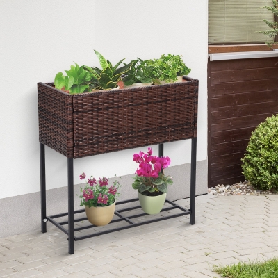 Ghiveci Efect Rachita cu Raft 70cm x 30cm x 72cm, Maro