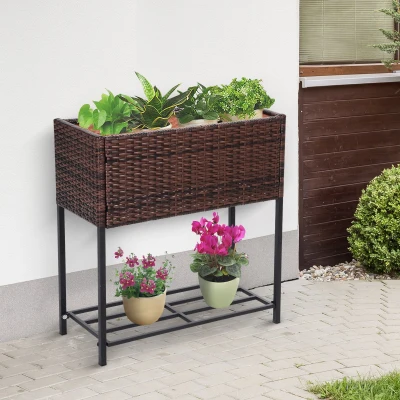 Ghiveci Efect Rachita cu Raft 70cm x 30cm x 72cm, Maro