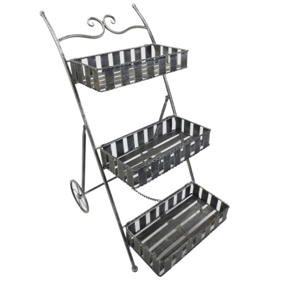 Outsunny Ghiveci de Gradina pe 3 Niveluri cu Roti, Argintiu,53 x 39 x 79 cm