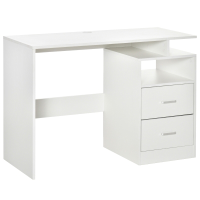 Masa de Birou PC HOMCOM cu Economisire de spatiu pentru Dormitor sau Birou din Lemn, 108x48x76cm - Alb
