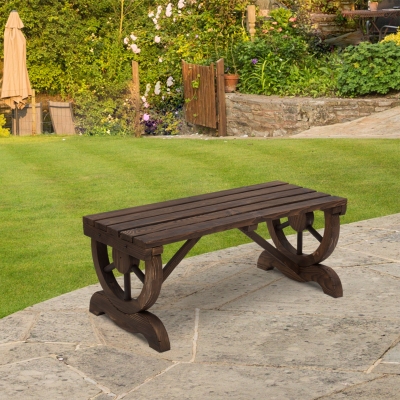 Outsunny Banca de Gradina cu 2 locuri din lemn de molid, Maro 105x50x53cm