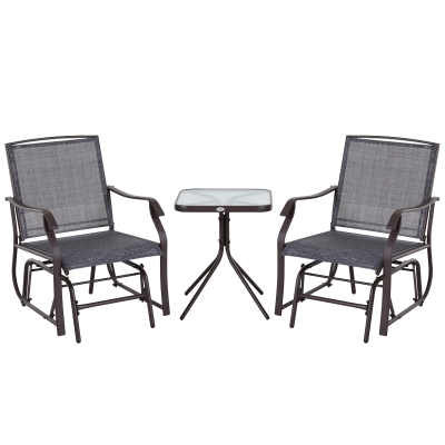Outsunny set mobilier exterior, 2 scaune si masuta, maro si gri