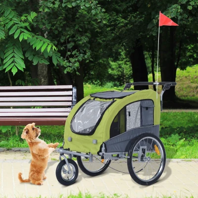 Remorcă pentru Bicicletă pentru Câini, 155x83x108 cm, Verde