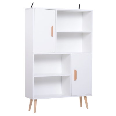 Homcom Librarie Rastel Multifunctie cu 2 Usi de Salon Panou Particule 80 x 23.5 x 123cm