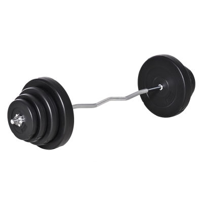 Homcom Set Haltere de 70 kg cu 8 discuri de greutati si bara curbata din otel, 140x38.5x38.5cm