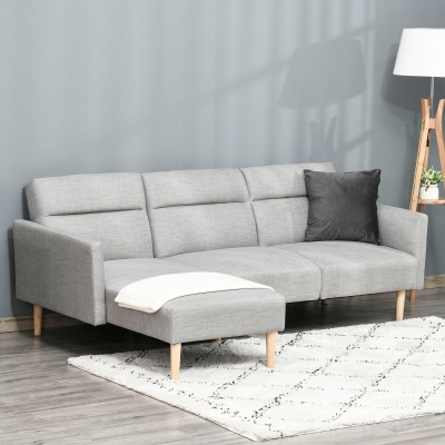Canapea Extensibila Stil Scandinav 207x146x80cm Gri HOMCOM