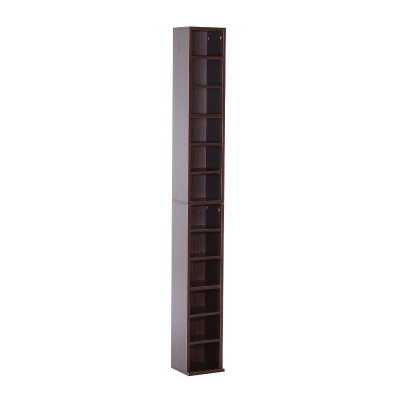 HomCom Bibliotecă Coloană de Perete cu Etajere din Lemn MDF, Maro, 21x20x175cm