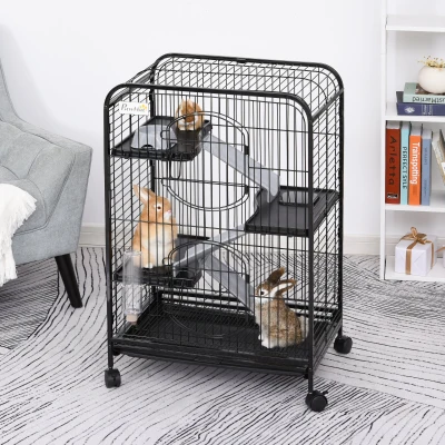Cusca pentru Animale Mici cu Roti 61.5x44x95cm Negru