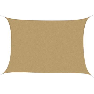 Outsunny Cort Parasolar Dreptunghiular Protecție Raze UV din PE, Culoarea nisipului, 4x6m