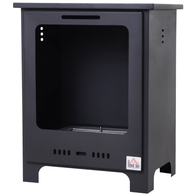 Homcom Semineu pe Bioetanol 1.5L in Otel Fara Cos Negru 40 x 30 x 50 cm