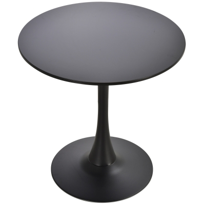 Homcom Masa de Cocktail Rotunda Minimal cu Baza din Meta Negru D70 x 73 cm