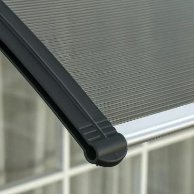 Outsunny Copertina de Exterior din Policarbonat pentru Usi si Ferestre cu Kit de Montare 100x100x26cm - Maro(m-9)