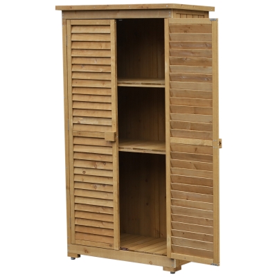 Outsunny dulap cu 3 rafturi, impermeabil, lemn 87x46.5x160cm