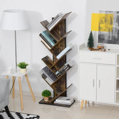Biblioteca in forma de copac, 50x28x142cm, maro