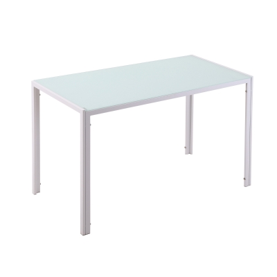 HOMCOM Masa moderna pentru bucatarie si camera de zi, din metal si sticla 120x60x75cm