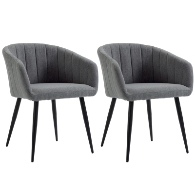 HomCom set 2 scaune capitonate, 62x56x76 cm, gri inchis