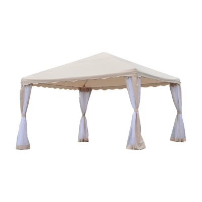 Outsunny Pavilion de Grădină din Poliester,Bej, 3.65x3.65m