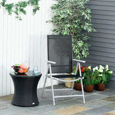 Scaun de Gradina cu Spatar Reglabil 65x55x107cm Negru