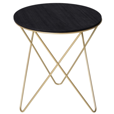 Homcom Masuta Design Geometric Modern MDF si Metal Φ43x48cm Negru si Auriu