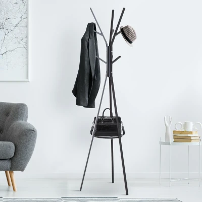 Cuier design pom, 45x45x180 cm, metal negru