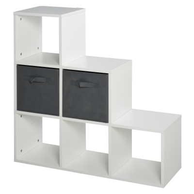 HOMCOM Mobile Libreria a 6 Cubi con 2 Cassetti, Arredamento Ufficio e Salotto