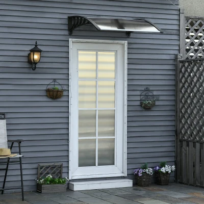 Outsunny Copertina de Exterior din Policarbonat pentru Usi si Ferestre cu Kit de Montare 100x100x26cm - Maro(m-2)